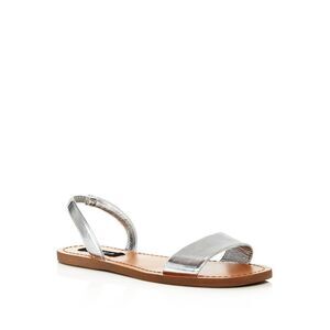 AQUA Womens Silver Stretch Cece Square Toe Slip On Slingback Sandal 6.5 M